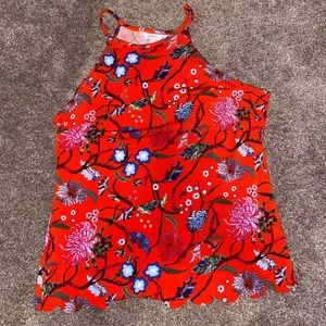 Red floral tank top